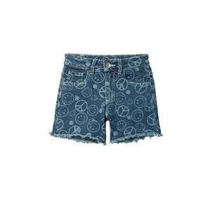 Girls Justice Denim High Rise midi shorts size M (7/8) smiley face and peace